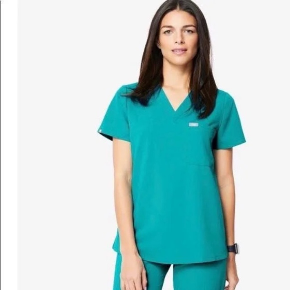 Figs teal Catarina M top Zamora joggers M